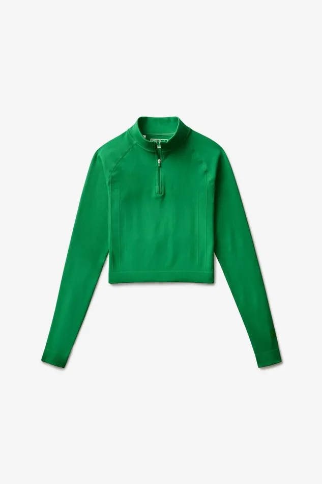 Women Tops and TShirts Fila Breakpoint Seamless Quarter Zip 300 Amazonfern Greengardenia
