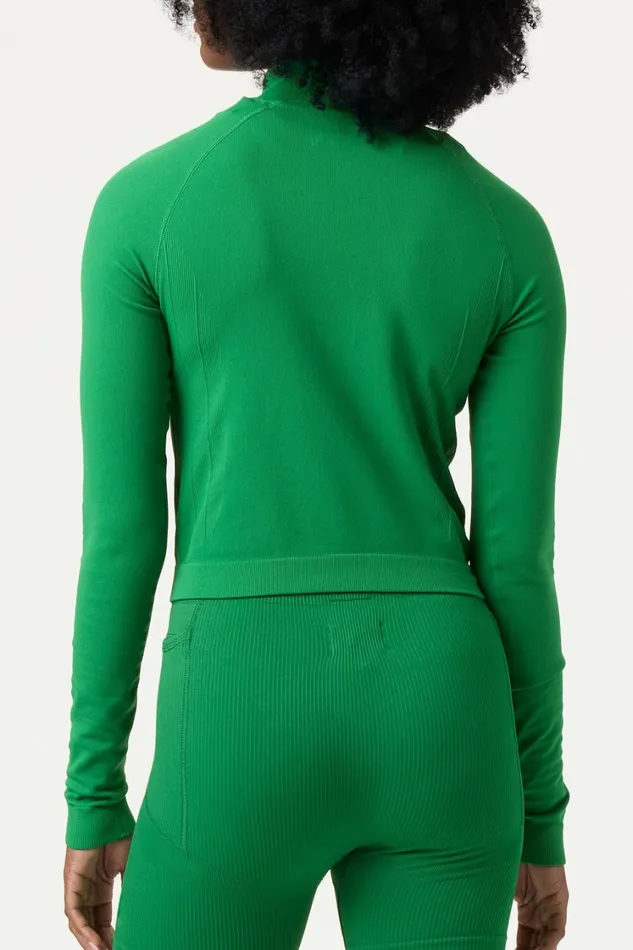 Women Tops and TShirts Fila Breakpoint Seamless Quarter Zip 300 Amazonfern Greengardenia