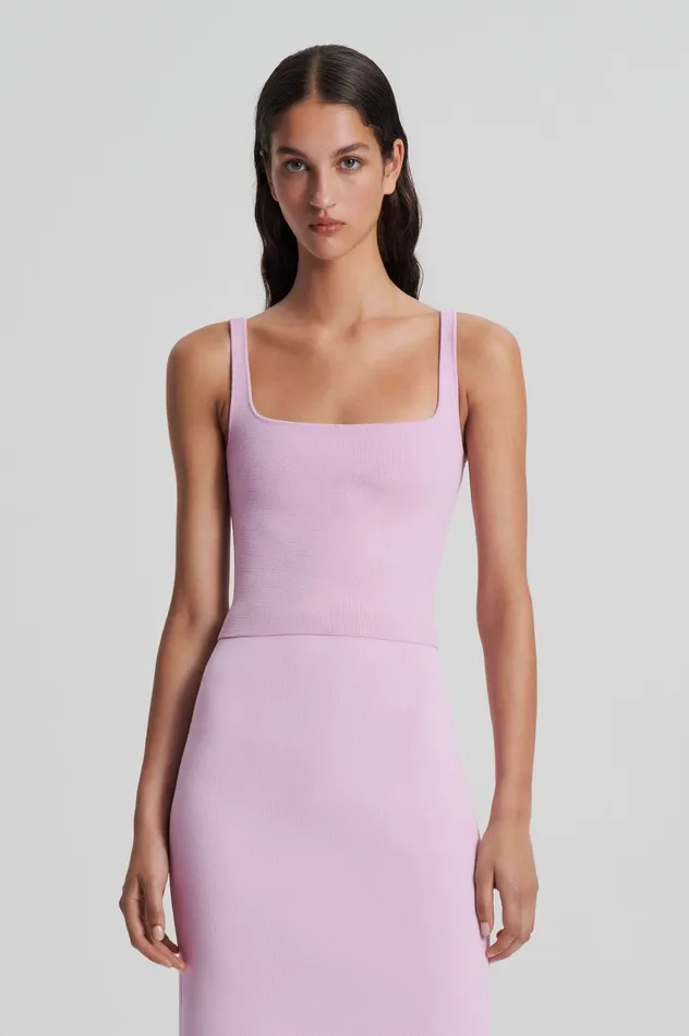 Women Tops Scanlan Theodore CREPE KNIT SQUARE CAMISOLE MAUVE