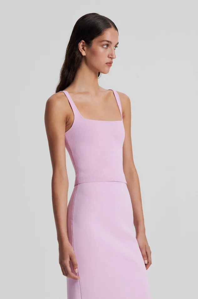 Women Tops Scanlan Theodore CREPE KNIT SQUARE CAMISOLE MAUVE