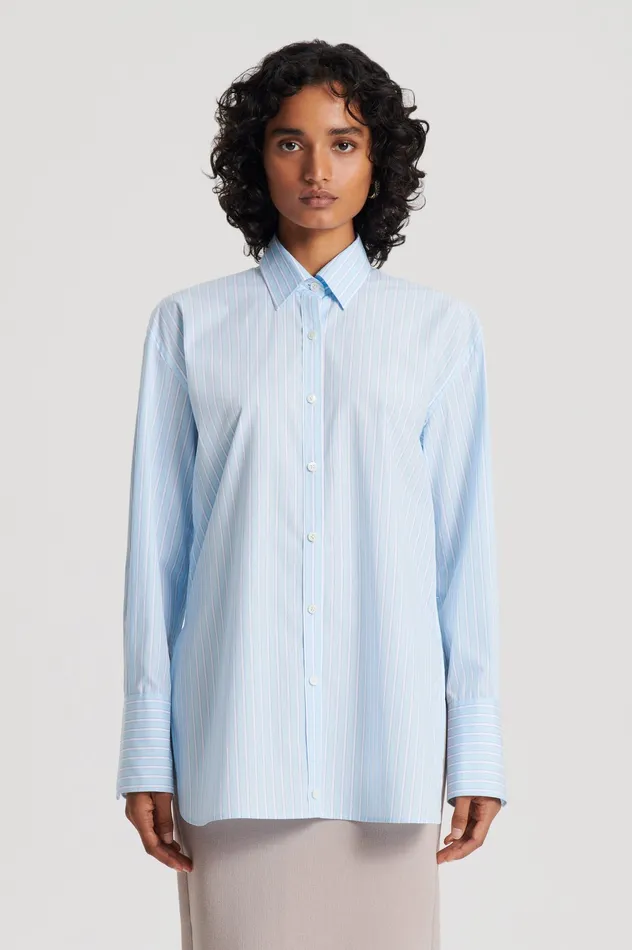 Women Tops Scanlan Theodore STRIPED SHIRT PALEBLUE Women Tops Scanlan Theodore STRIPED SHIRT PALEBLUE