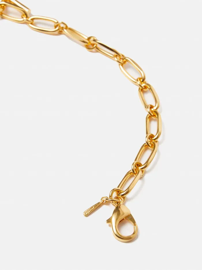 Women Trombone Link Chain Necklace Gold Jigsaw Party