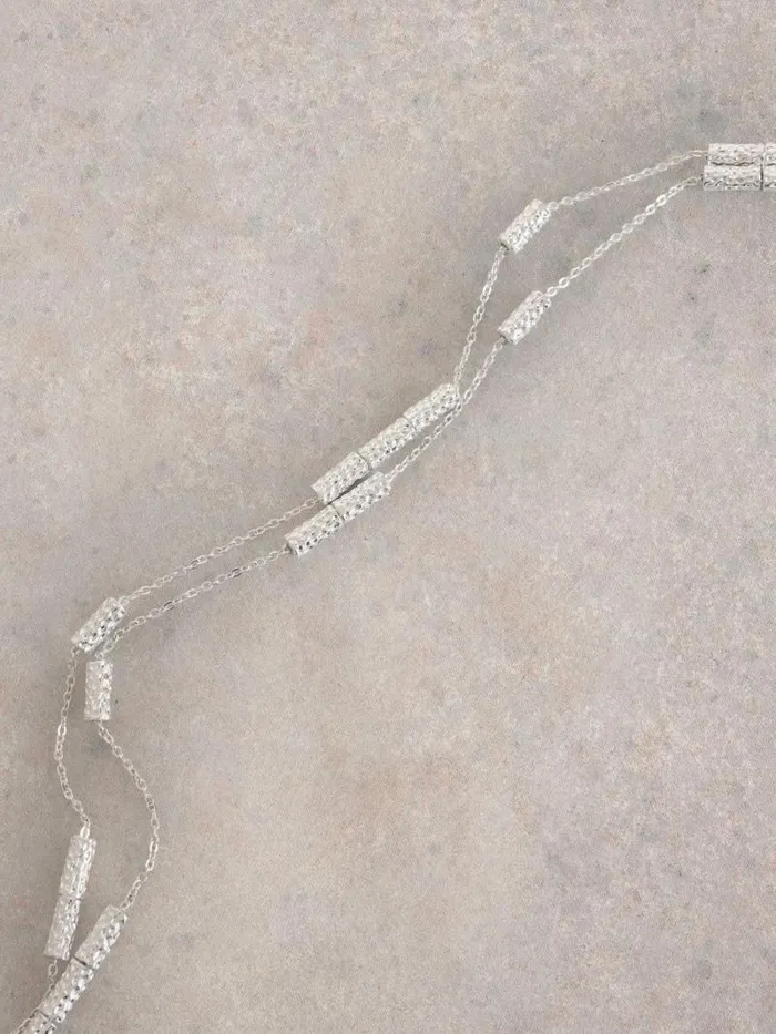 Women Tubular Fine Station Necklace Silver Tone Metallic White Stuff Jewellery Women Tubular Fine Station Necklace Silver Tone Metallic White Stuff Jewellery