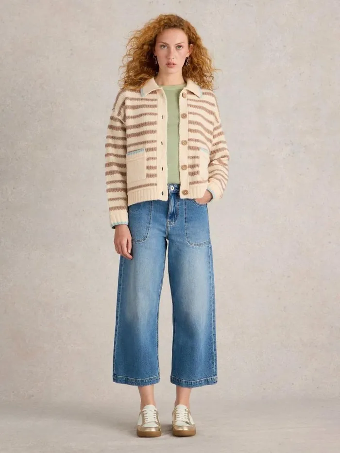 Women TYLER CARDI Natural Multi White Stuff Knitwear