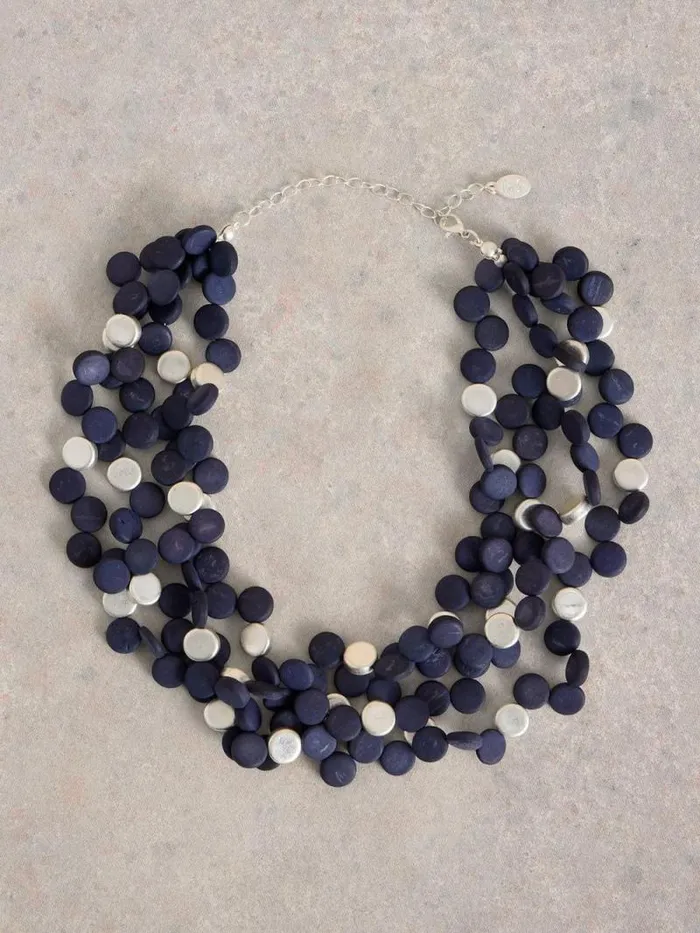 Women VERA CLUSTER BEADED NECKLACE Navy Multi White Stuff Jewellery