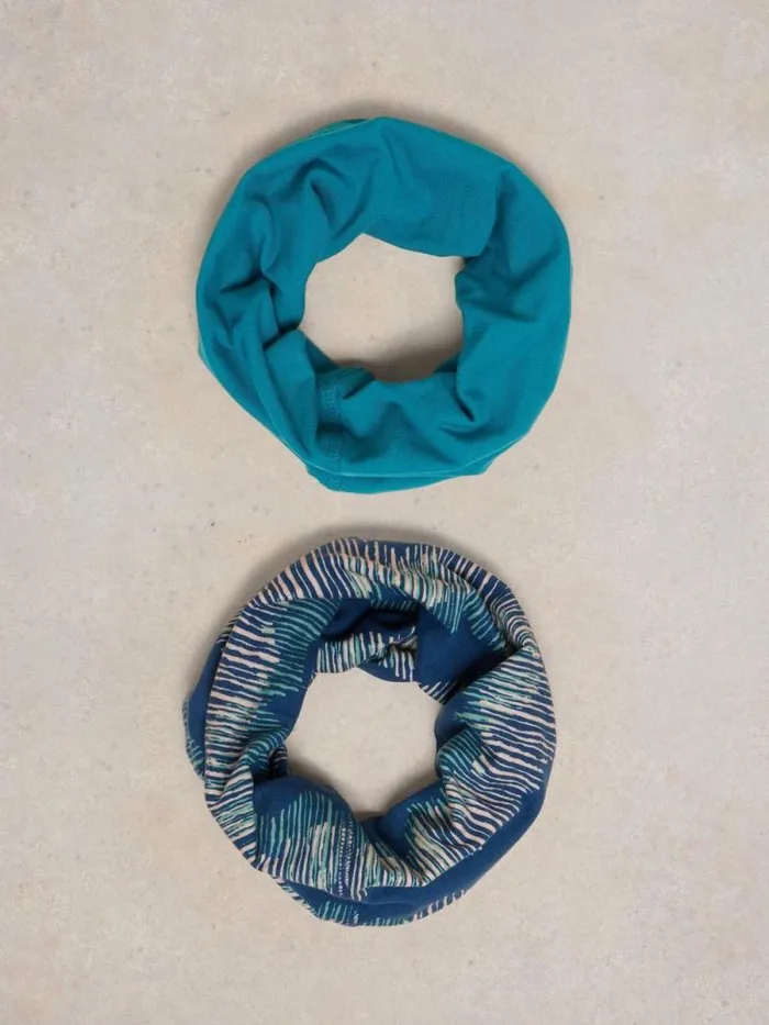 Women Versatile 2Pk Jersey Roll Teal Multi White Stuff Scarves