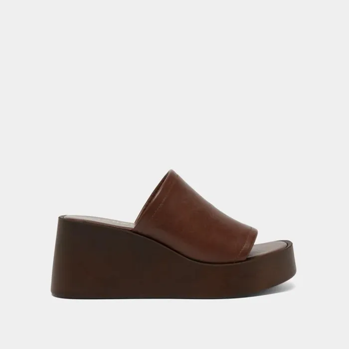 Women Wedge Mules Dark Brown JONAK Mules Clogs