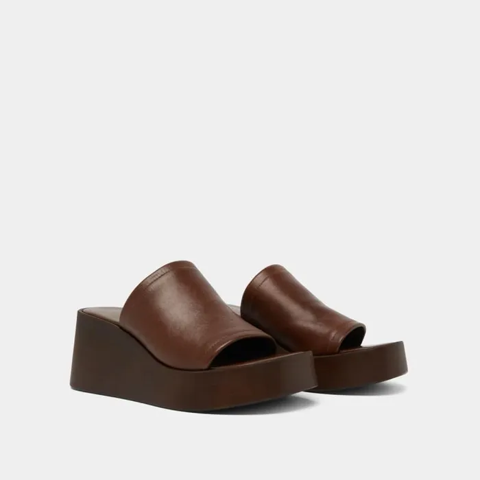 Women Wedge Mules Dark Brown JONAK Mules Clogs