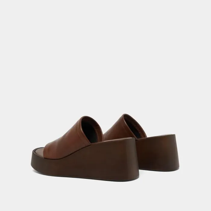 Women Wedge Mules Dark Brown JONAK Mules Clogs
