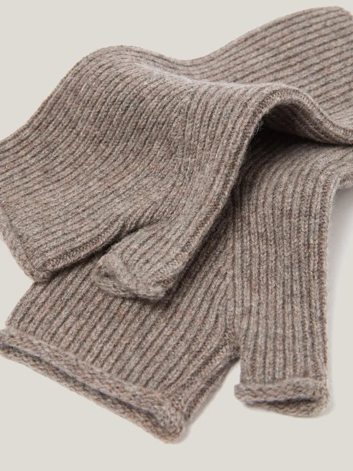 Women Wool Cashmere Blend Mittens Oatmeal Jigsaw Hats and Gloves