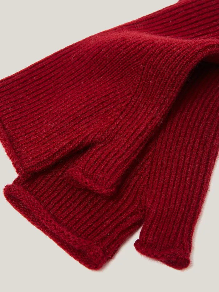 Women Wool Cashmere Blend Mittens Red Jigsaw Knitwear and Cashmere