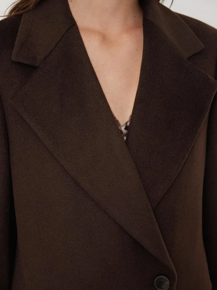 Women Wool Maxi City Coat Chocolate Jigsaw Coats and Jackets