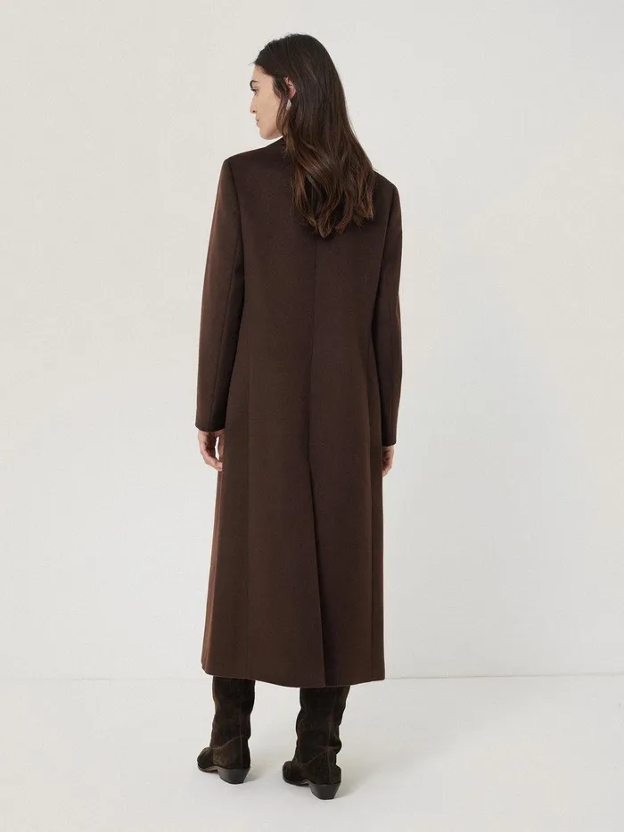 Women Wool Maxi City Coat Chocolate Jigsaw Coats and Jackets