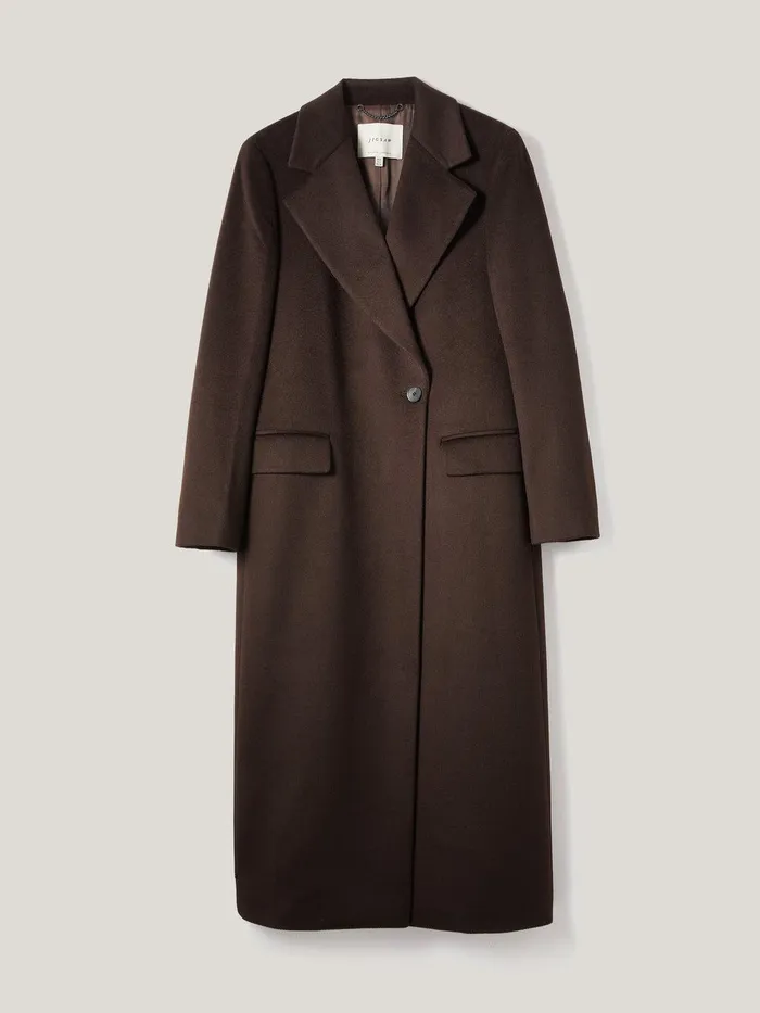 Women Wool Maxi City Coat Chocolate Jigsaw Coats and Jackets
