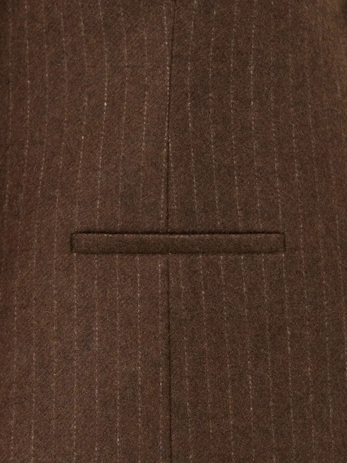 Women Wool Pinstripe Waistcoat Brown Jigsaw Shirts and Tops