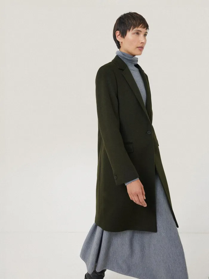 Women Wool Relaxed City Coat Green Jigsaw Coats and Jackets