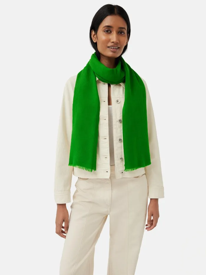 Women Wool Silk Pashmina Green Jigsaw Ponchos and Scarves