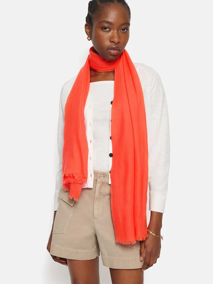Women Wool Silk Pashmina Orange Jigsaw Ponchos and Scarves